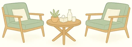 Jane Goodstone Counselling logo with two chairs illustration – Altrincham therapist